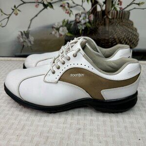 FootJoy Womens Size 8.5M Green Joys Golf Shoes White & Tan Leather